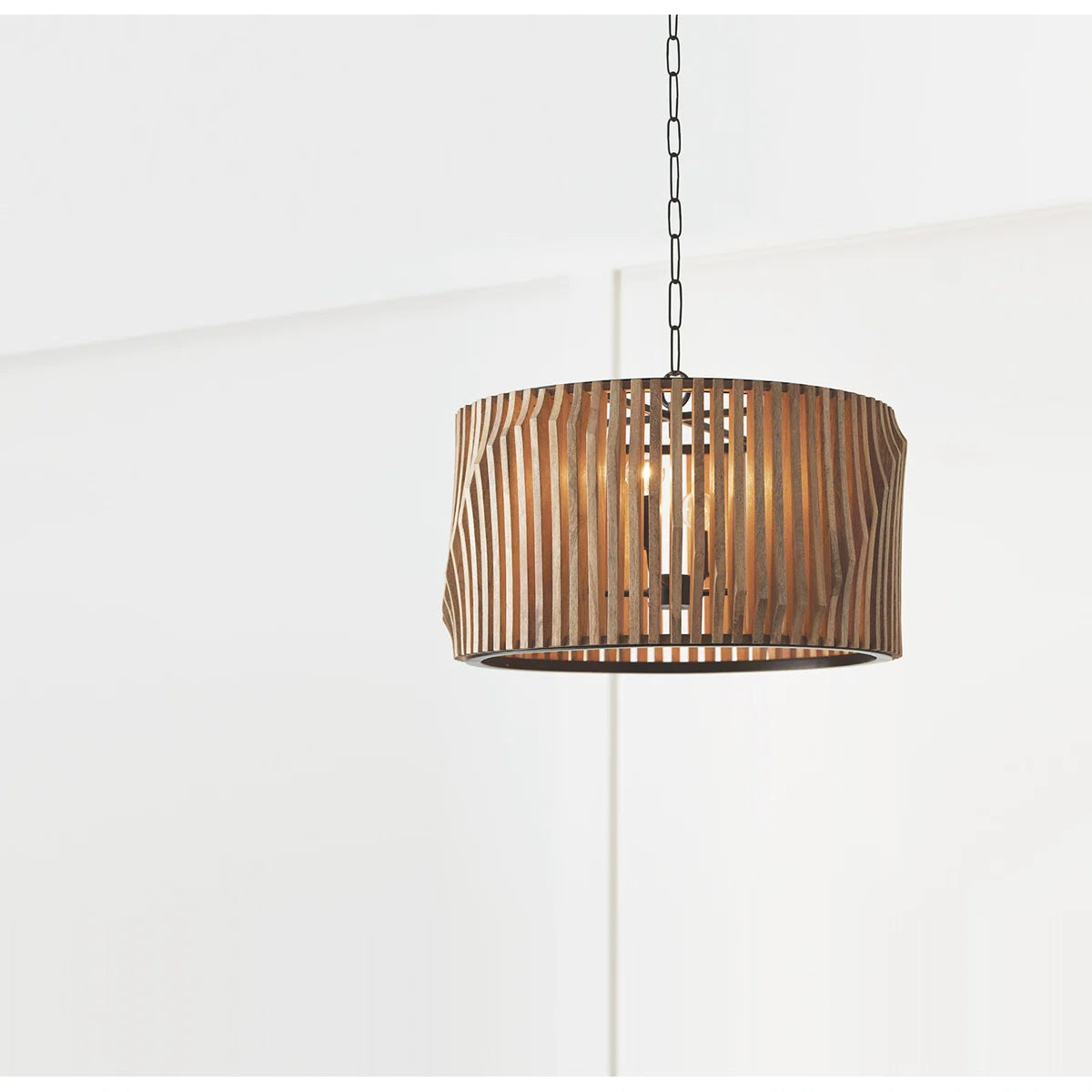 Furnishiaa Archer Pendant Light – Handcrafted Solid Sheesham Wood & Matte Black Metal
