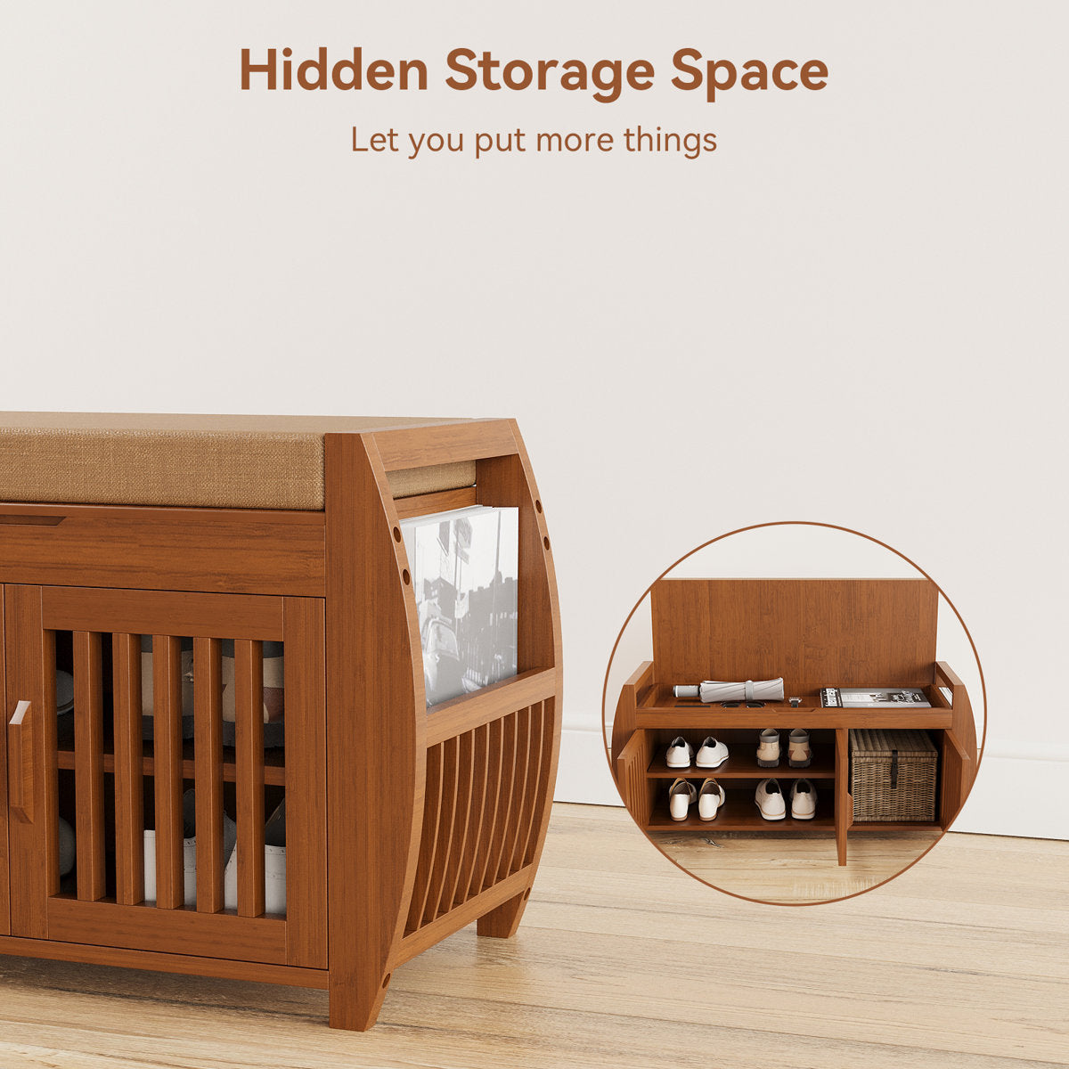 Furnishiaa Entryway Shoe Bench with 7-Pair Storage