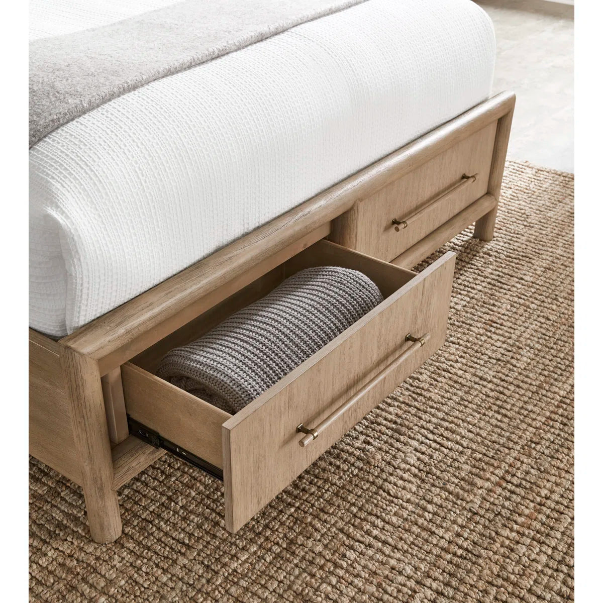 Furnishiaa Solid Sheesham Wood Platform Bed with Storage Drawers | Rustic Modern Bed Frame (Queen & King)