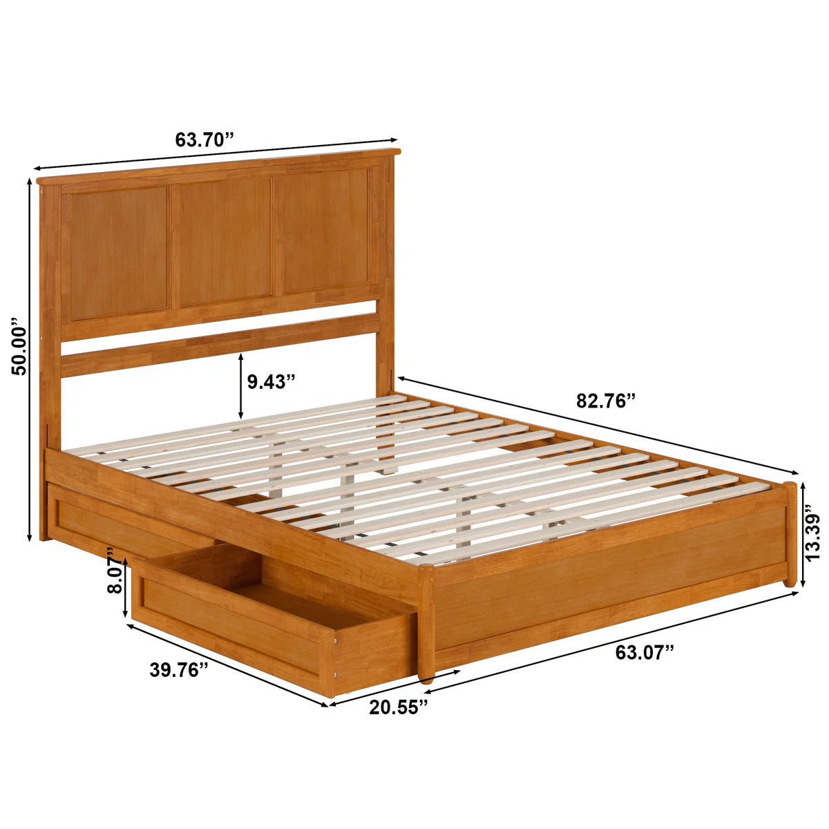 Furnishiaa Solid Sheesham Wood Platform Bed with Panel Footboard & Storage Drawers