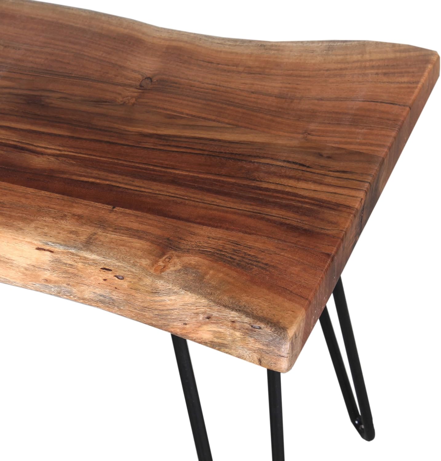 Furnishiaa Live Edge Solid Wood and Metal Hairpin Legs Table