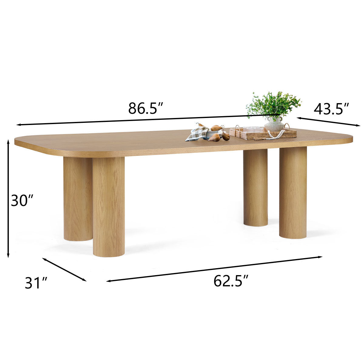 Furnishiaa Modern Oval Oak Dining Table with Sculpted Legs