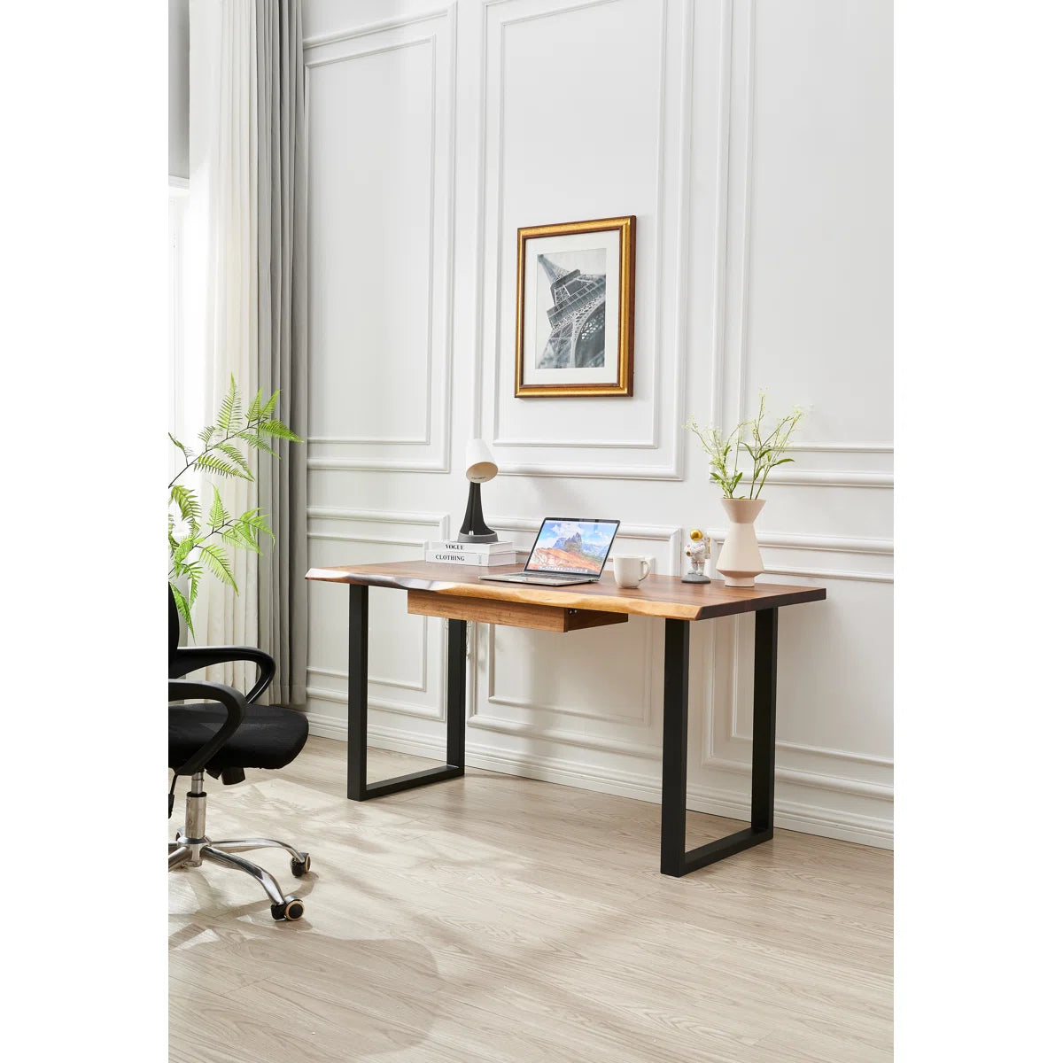 Furnishiaa Handcrafted Live-Edge Office Desk