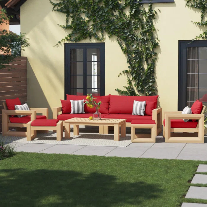 Furnishiaa 8-Piece Outdoor Sofa Seating Group – Solid Sheesham Wood Frame