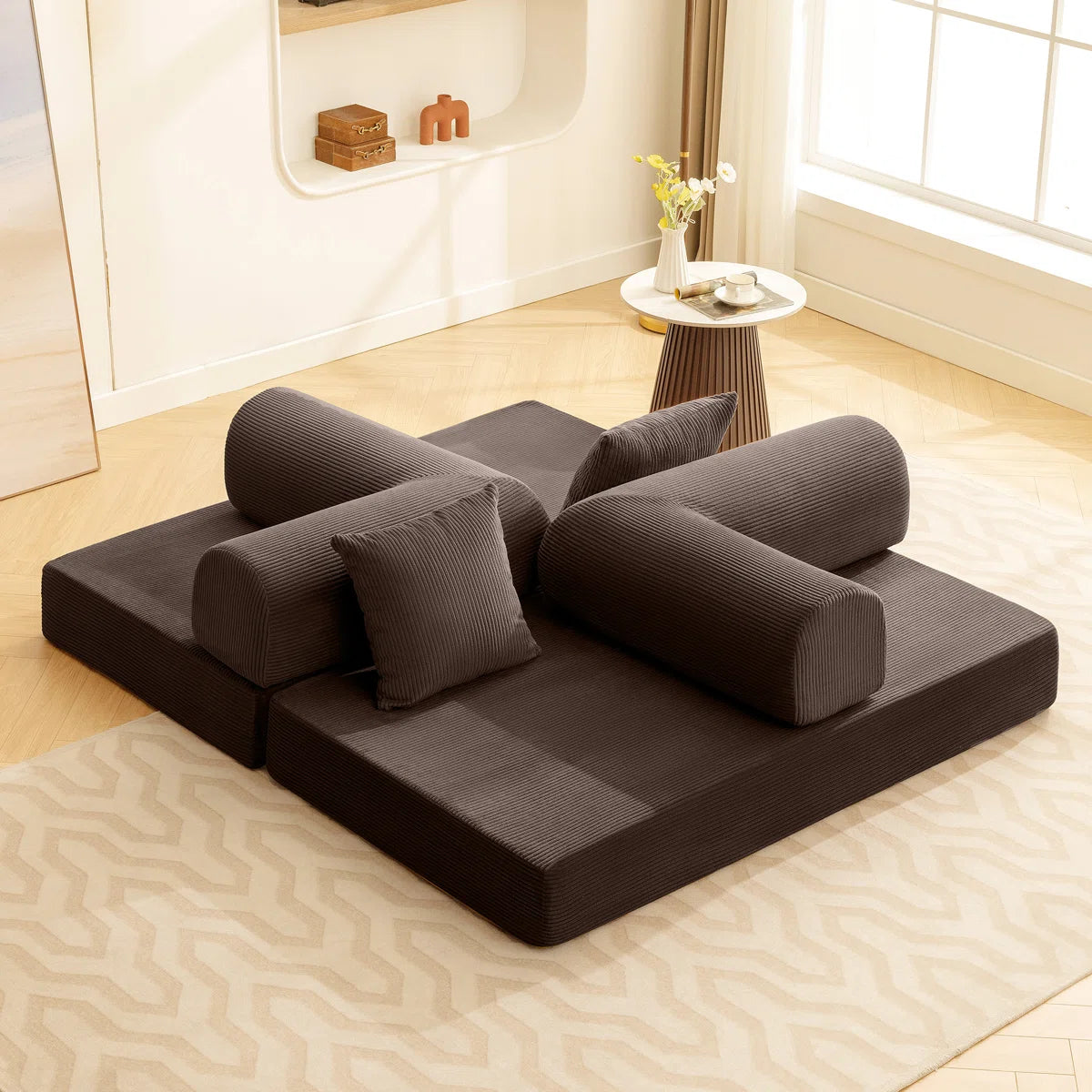 Furnishiaa Modular Convertible Sofa Bed with Washable Cover