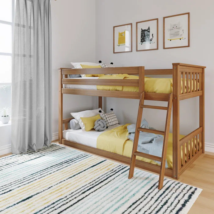 Furnishiaa Low Twin Over Twin Bunk Bed – Solid Sheesham Wood