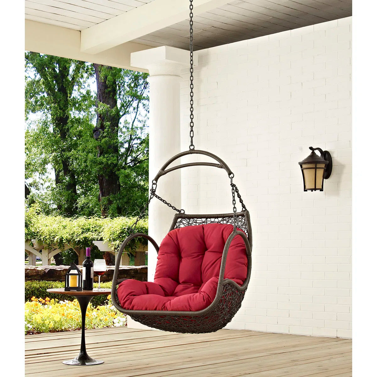 Furnishiaa Synthetic Rattan Hanging Swing Chair