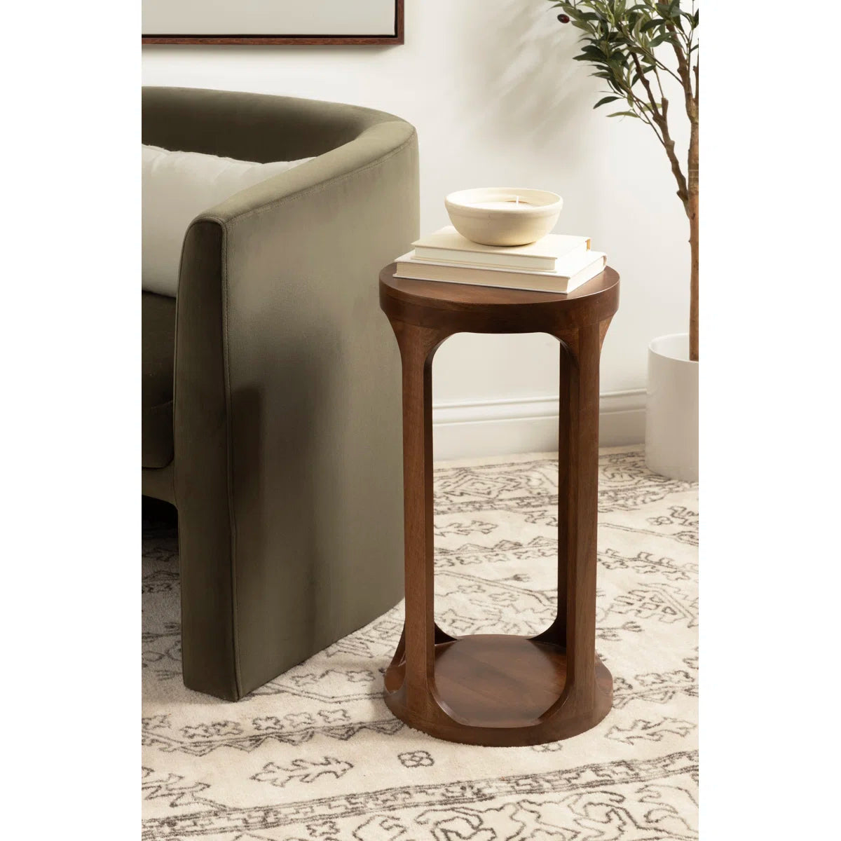 Furnishiaa Solid Sheesham Wood Round End Table with Slatted Base