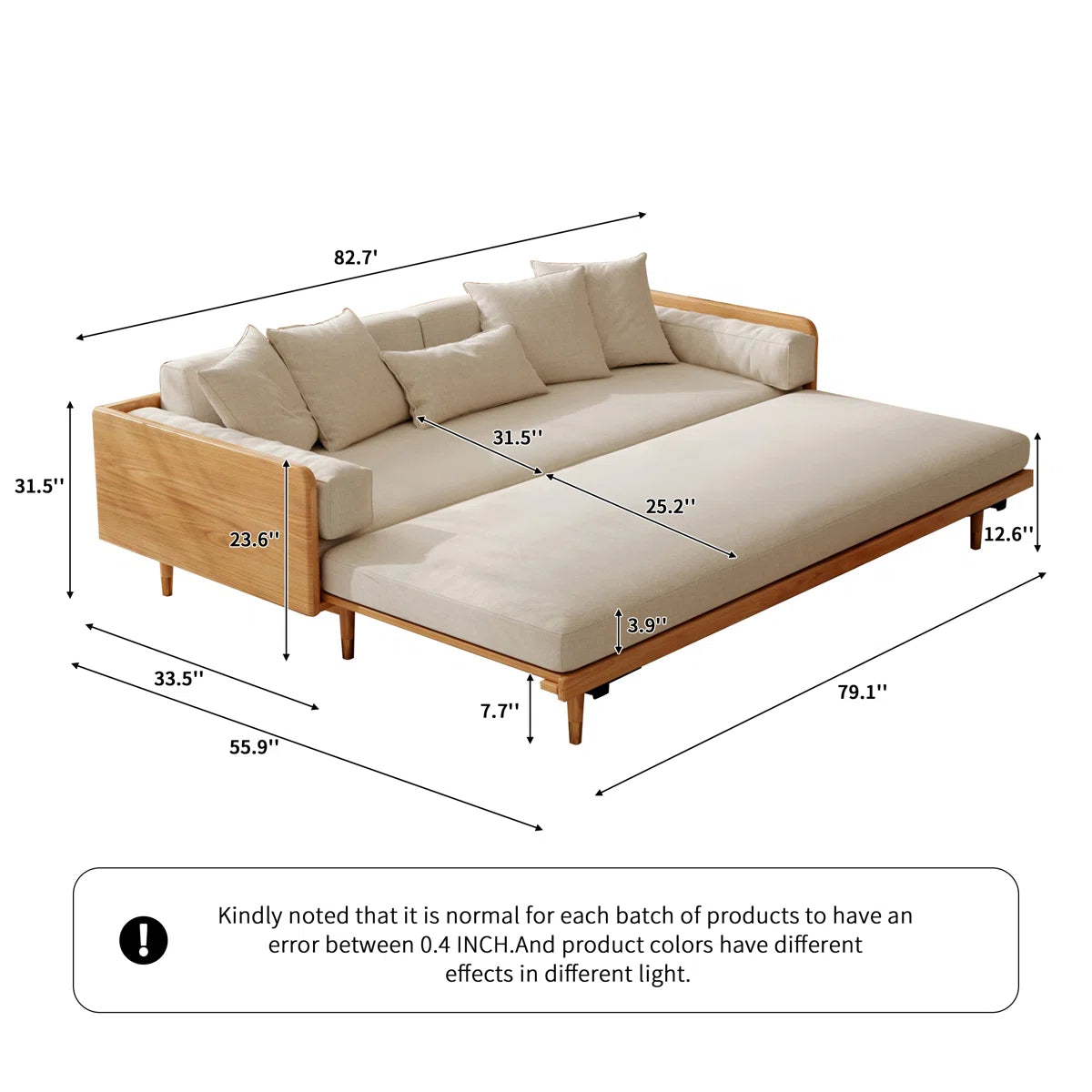 Furnishiaa Japanese Style Retractable Solid Sheesham Wood Sofa Bed