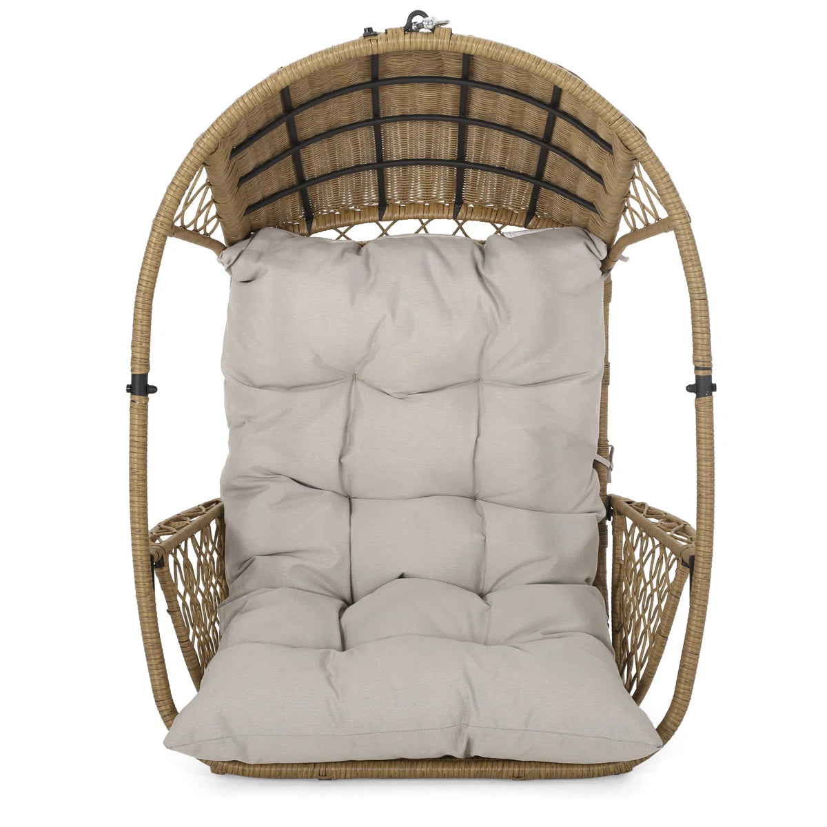 Furnishiaa Outdoor Hanging Basket Chair – Faux Rattan & Water-Resistant Cushions