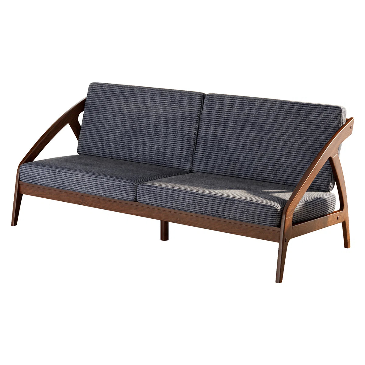 Furnishiaa Solid Sheesham Wood Sofa with Corduroy Upholstery