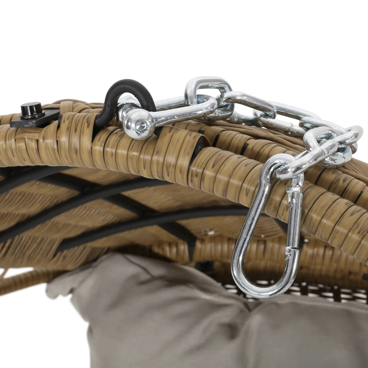 Furnishiaa Outdoor Hanging Basket Chair – Faux Rattan & Water-Resistant Cushions