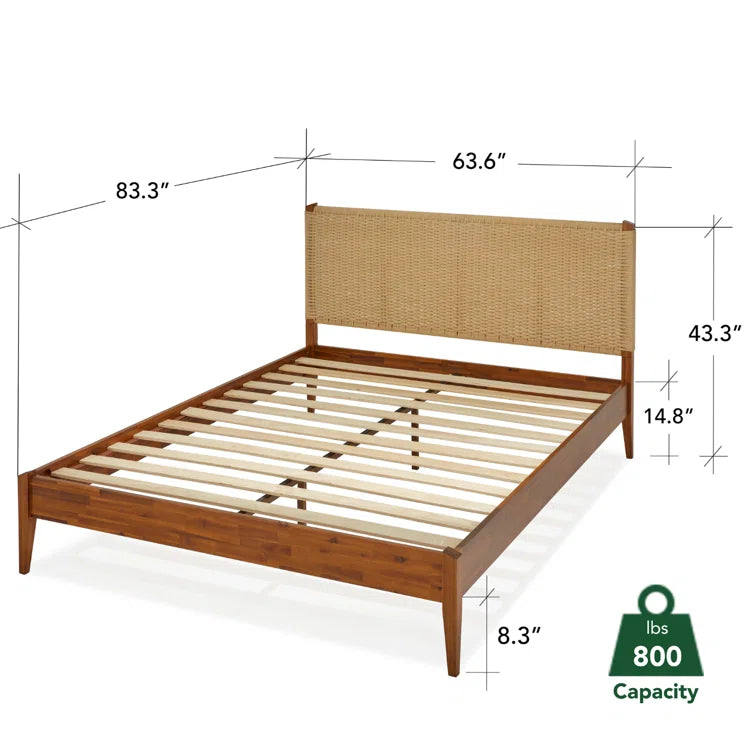 Furnishiaa Handmade Paper Cord Headboard Bed