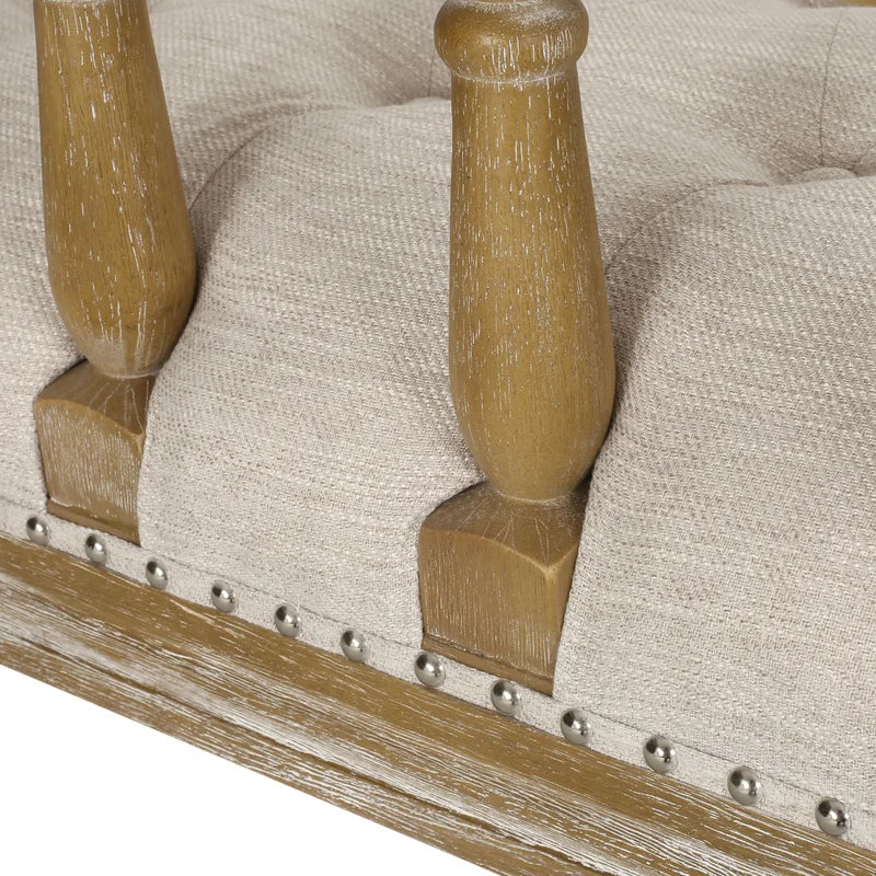 Solid Sheesham Wood Vintage Charm Upholstered Love Seat