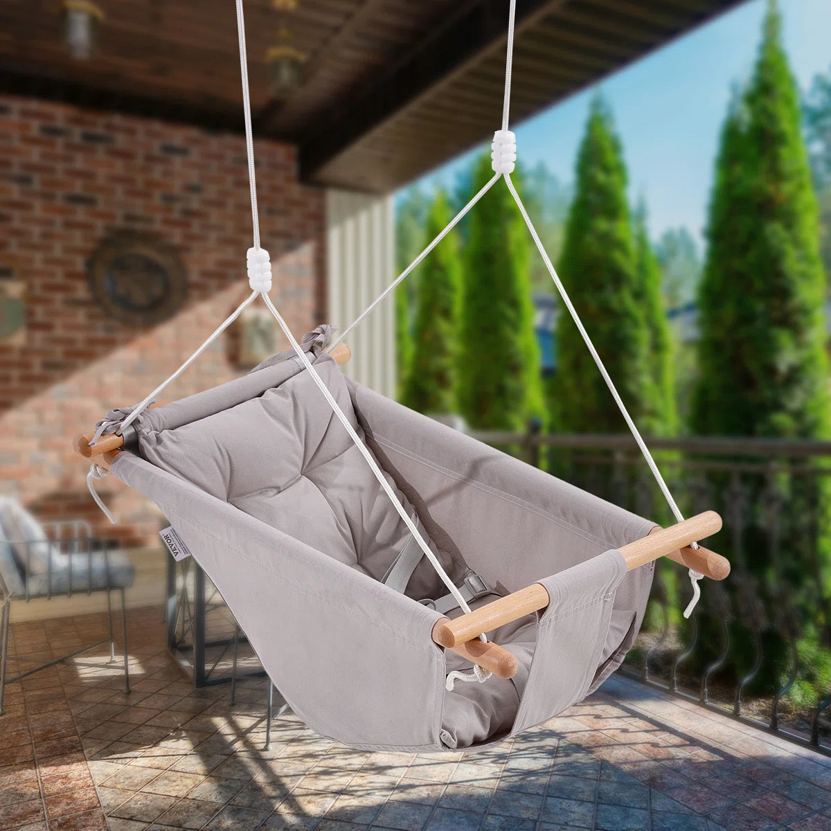 Furnishiaa Canvas Hammock Swing for Infants to Teens – 3-in-1 Adjustable Hanging Chair