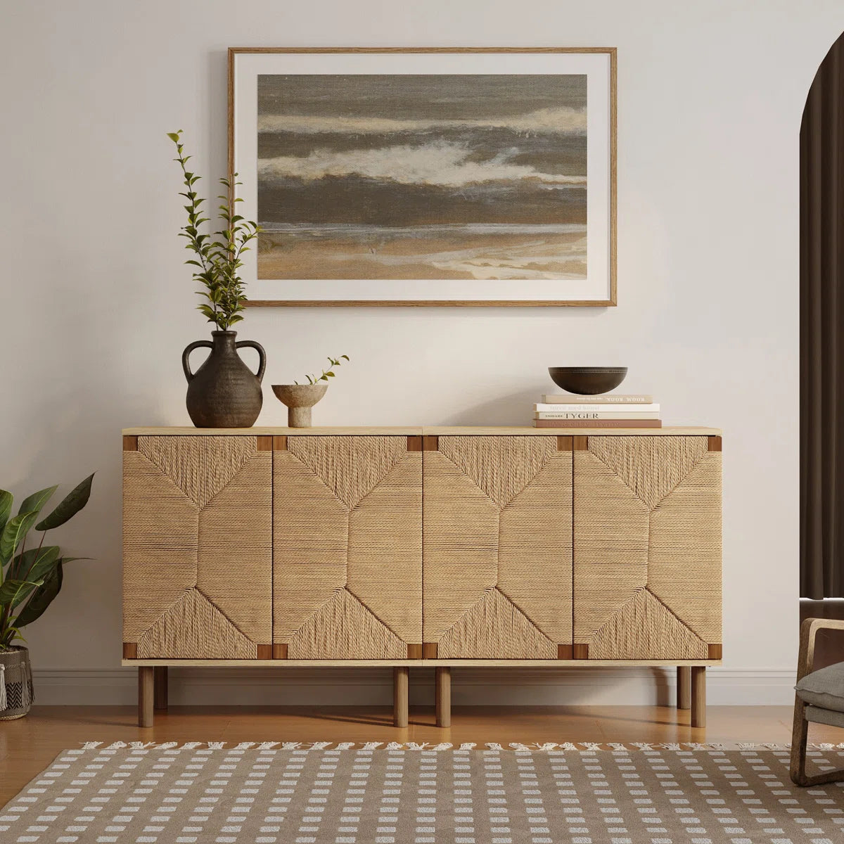Furnishiaa Solid Sheesham Wood Accent Cabinet