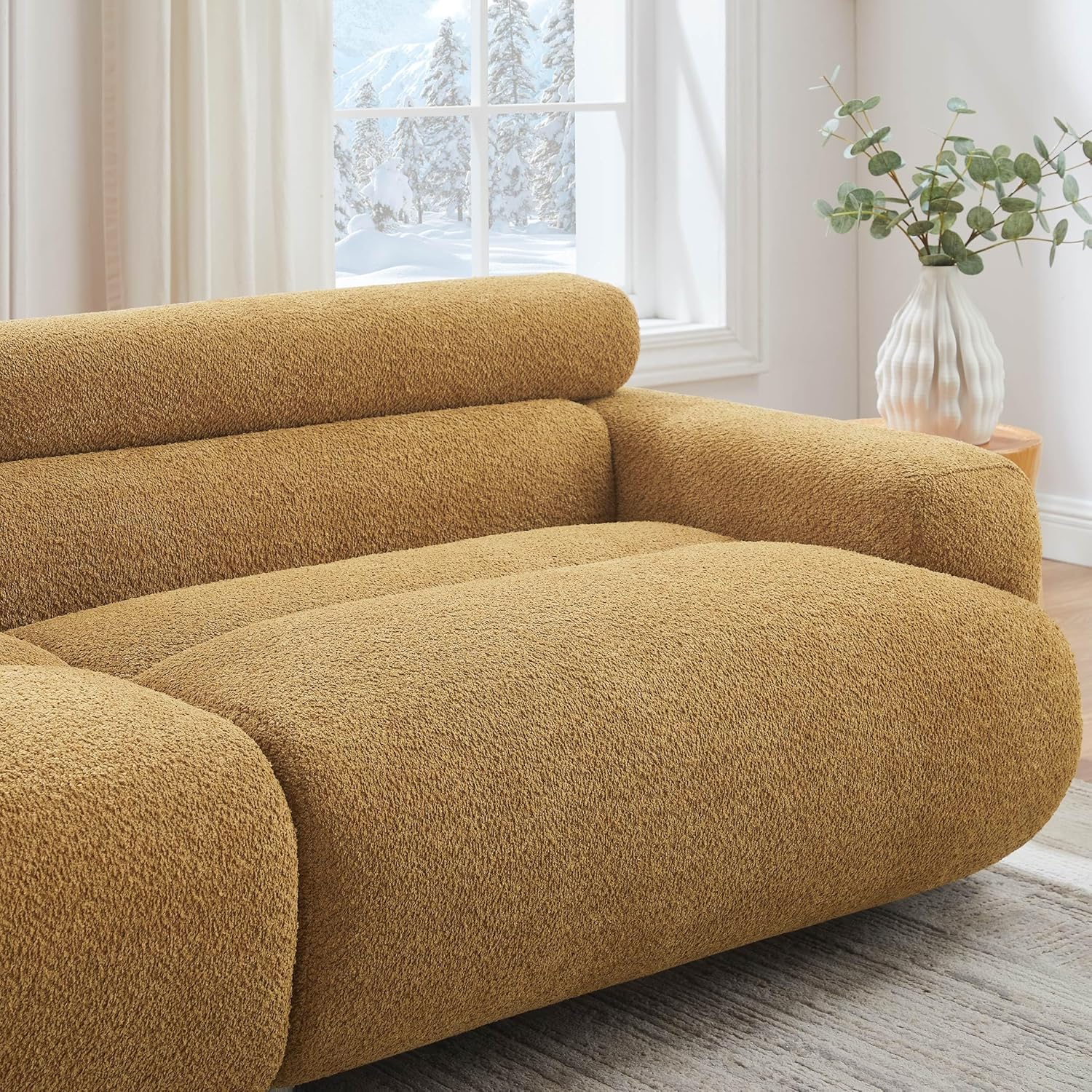 89" Boucle Cloud Loveseat Sofa Couch, Comfy Upholstered Deep Seat Boucle Sofa, Mid Century Modern Couch for Living Room Bedroom Apartment