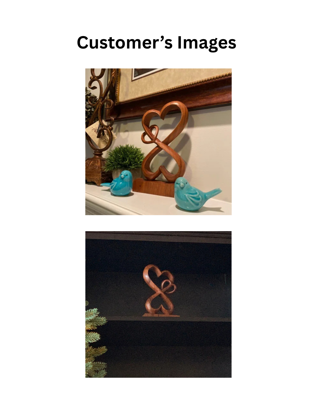 Furnishiaa Solid Sheesham Wood Handmade Love & Harmony Sculpture