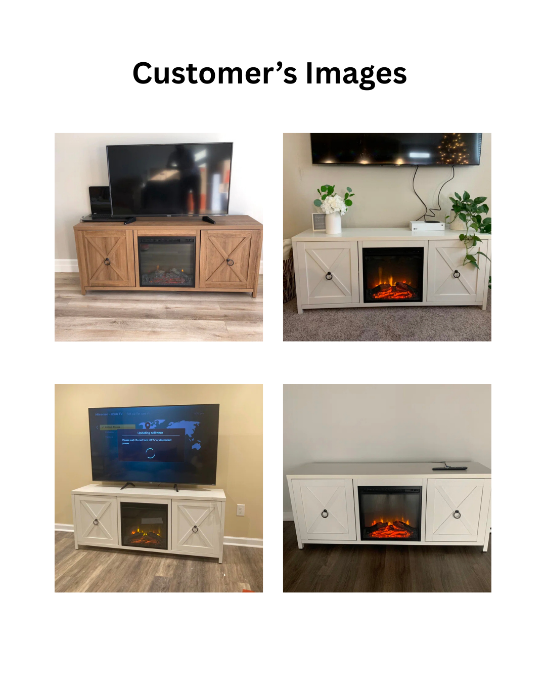 Furnishiaa Sheesham Wood TV Cabinet with Electric Fireplace