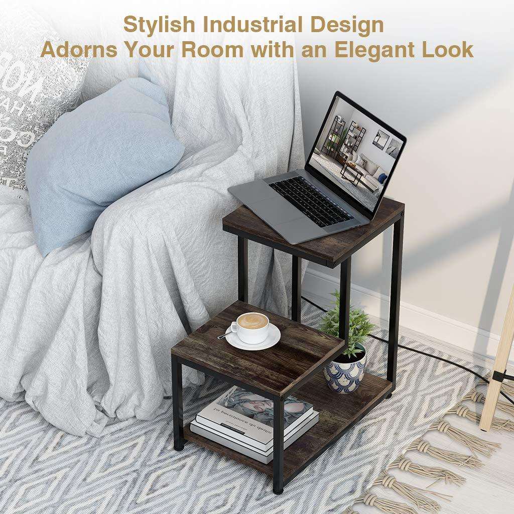 Ago Sheesham Wood & Metal Ladder Shape side table End Tables - Furnishiaa -  - 