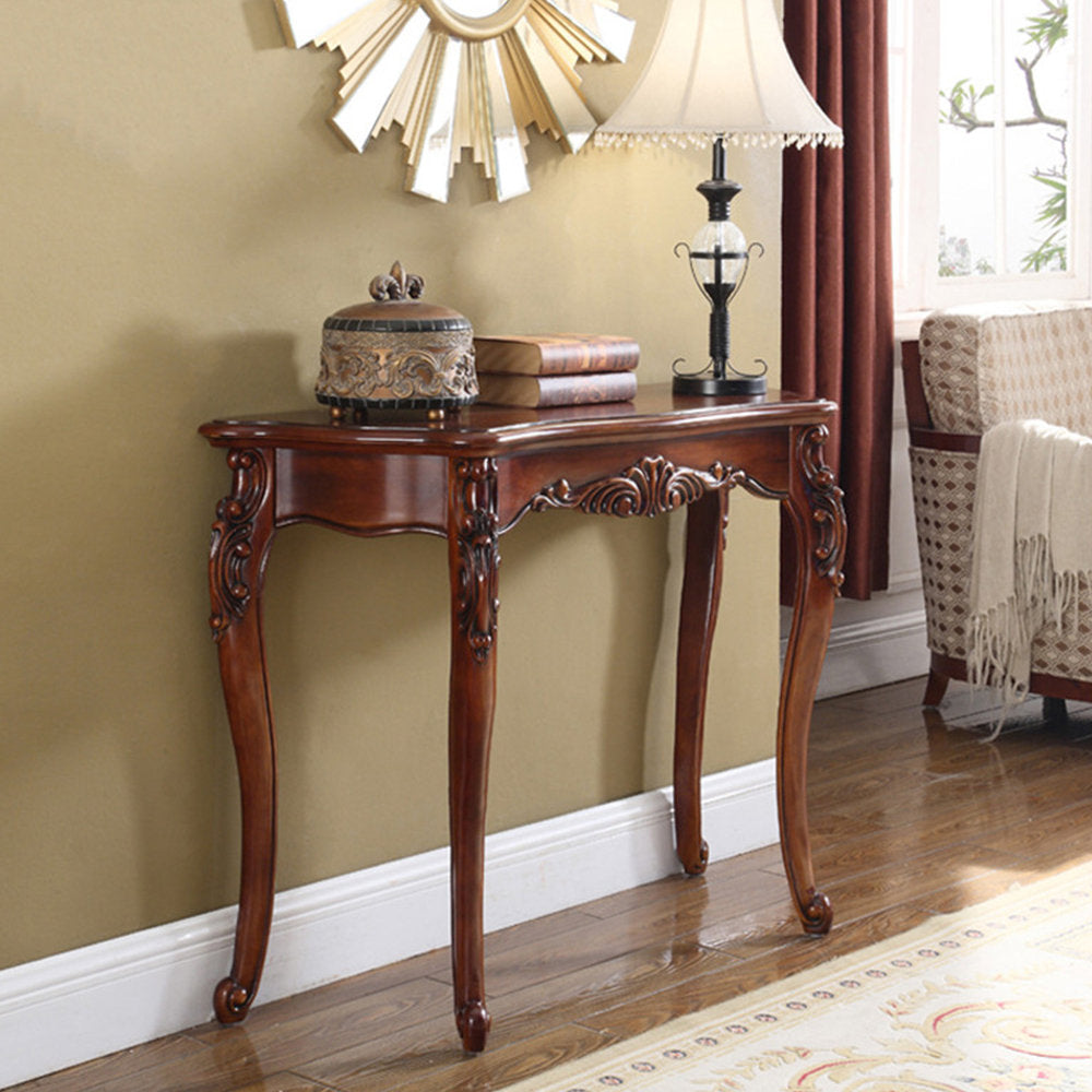 Furnishiaa Classic American Solid Wood Carved Porch Table