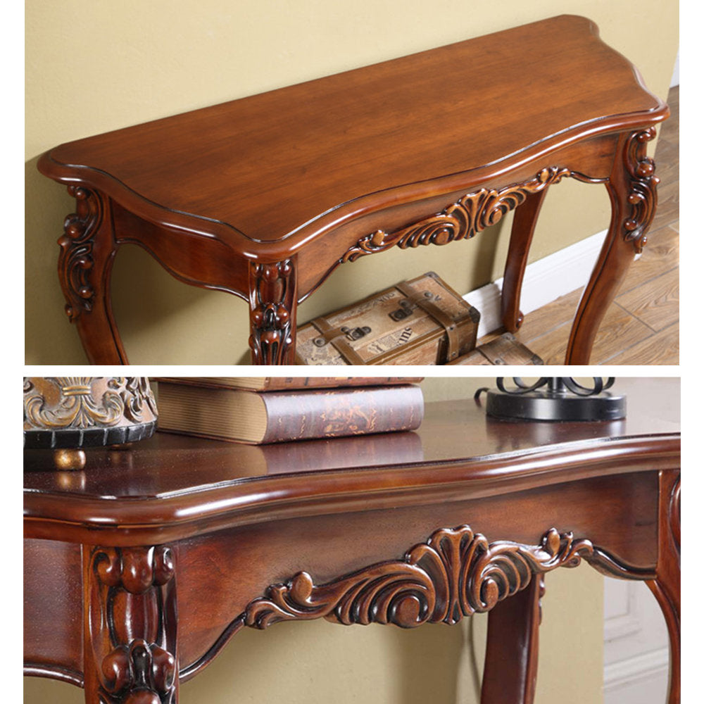 Furnishiaa Classic American Solid Wood Carved Porch Table