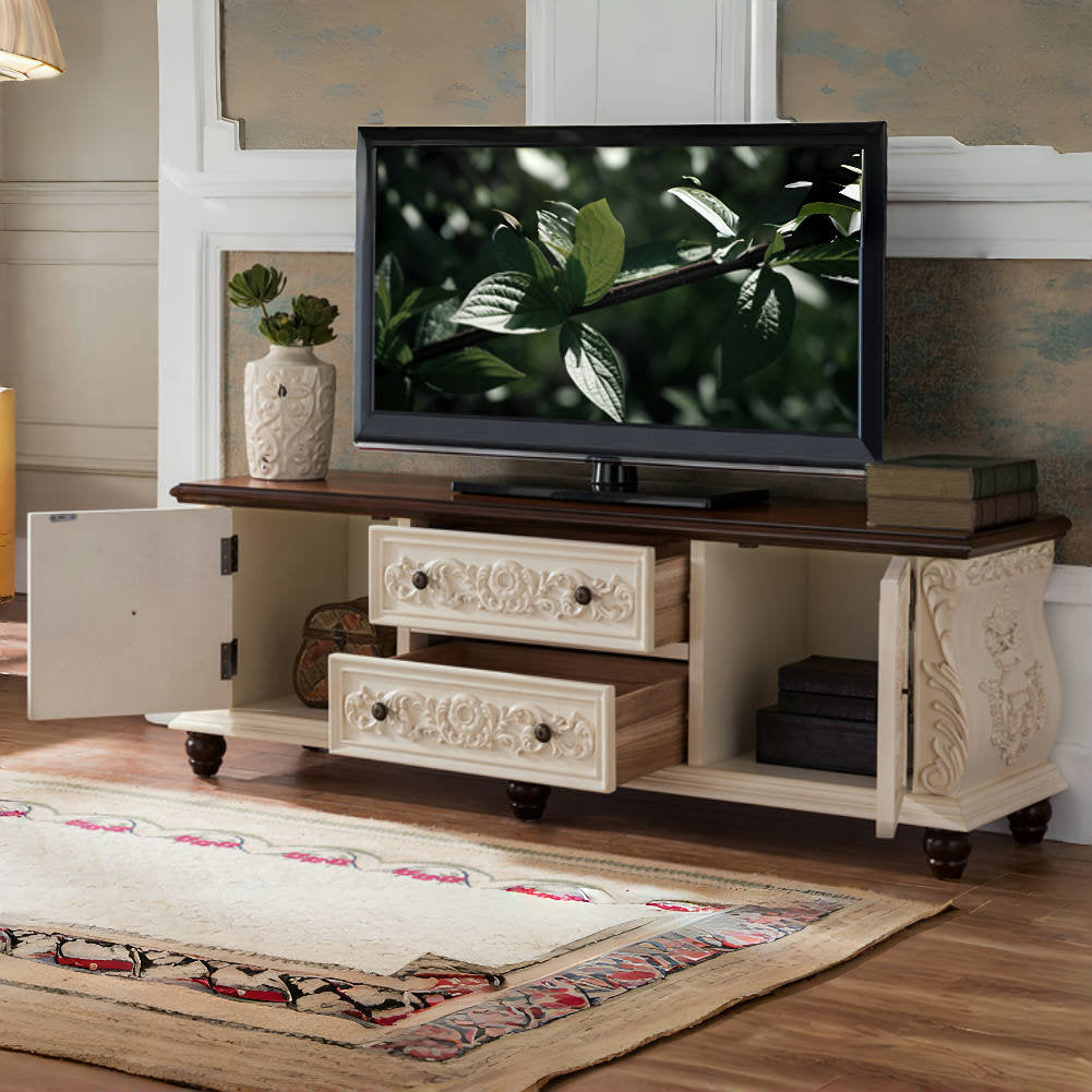 Furnishiaa Living Room TV Cabinet with Storage & Display Showcase