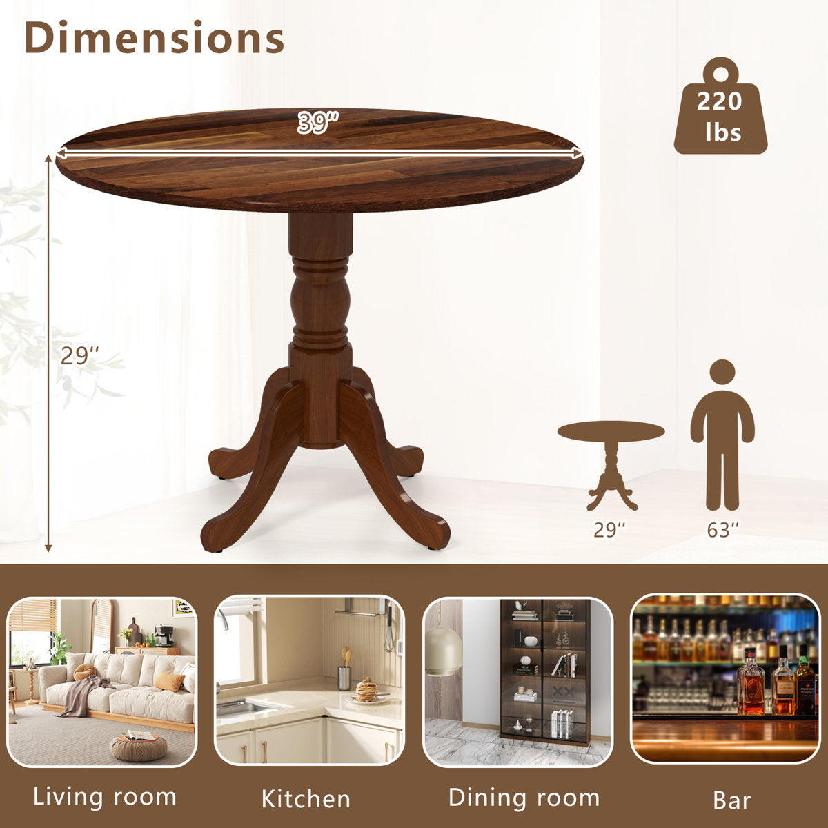 Furnishiaa Modern Round Wooden Dining Table
