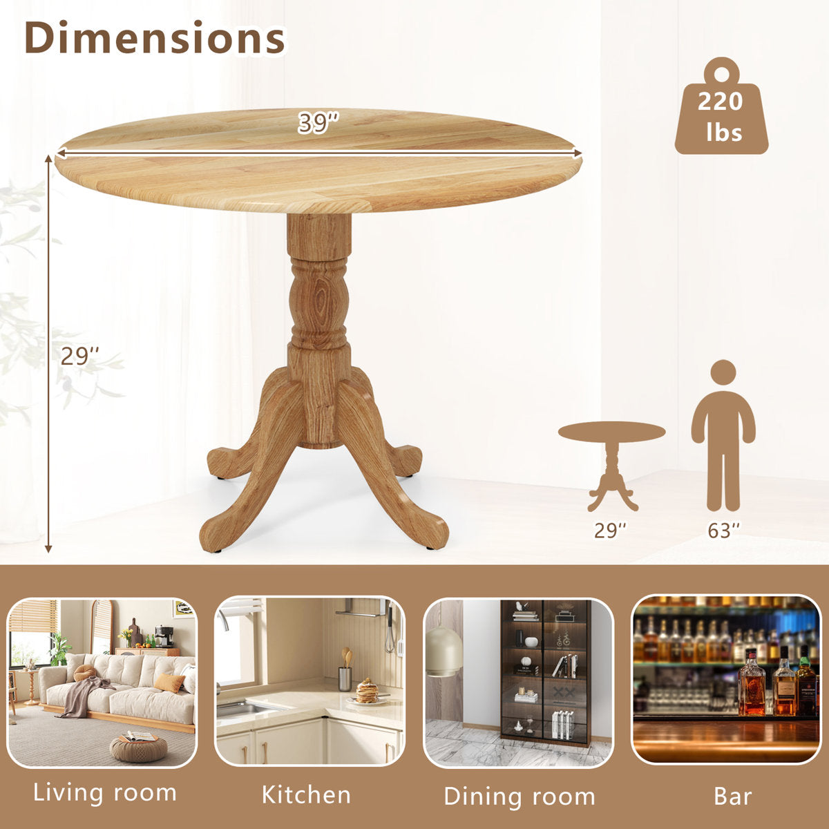 Furnishiaa Modern Round Wooden Dining Table