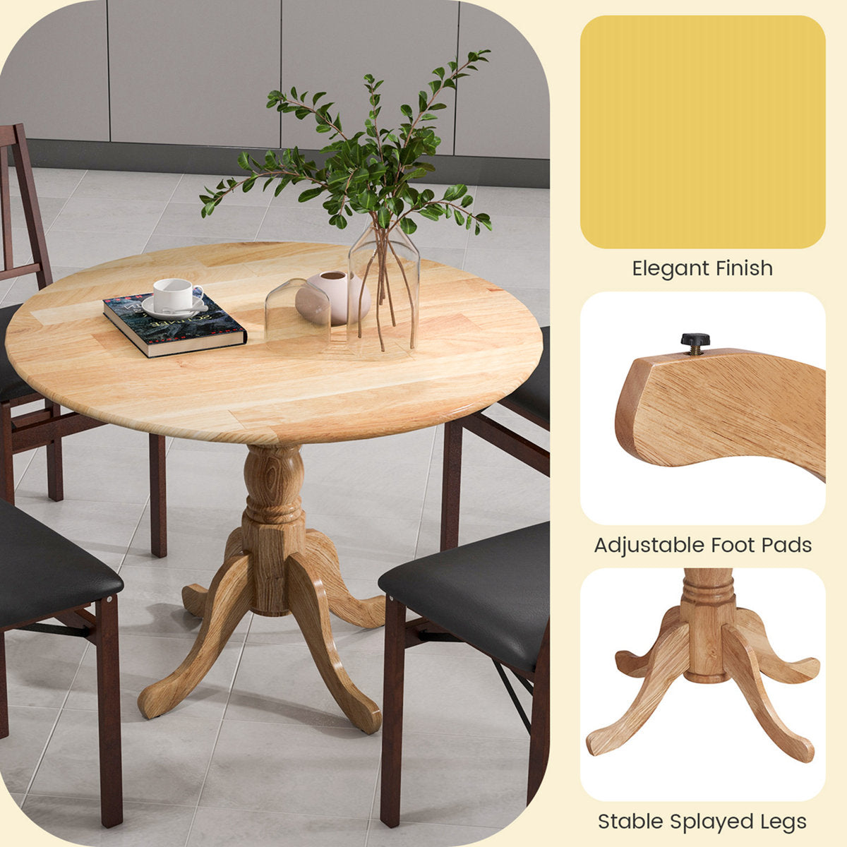 Furnishiaa Modern Round Wooden Dining Table