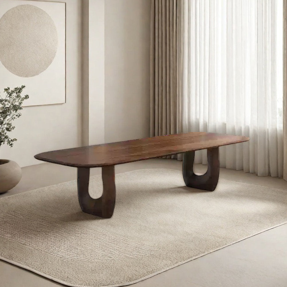 Furnishiaa Natural Finish Unique Ash Dining Table