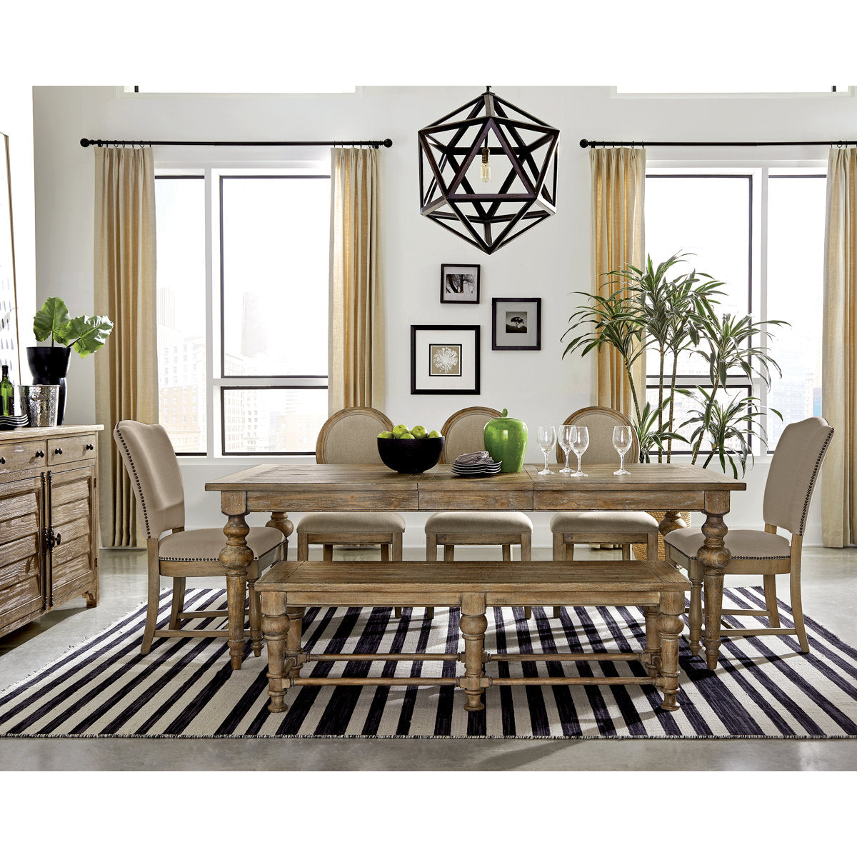 Furnishiaa Rustic Modern Solid Wood Dining Table (Rectangular)
