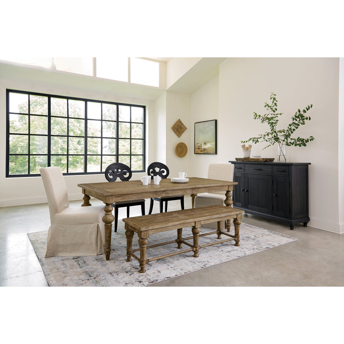 Furnishiaa Rustic Modern Solid Wood Dining Table (Rectangular)