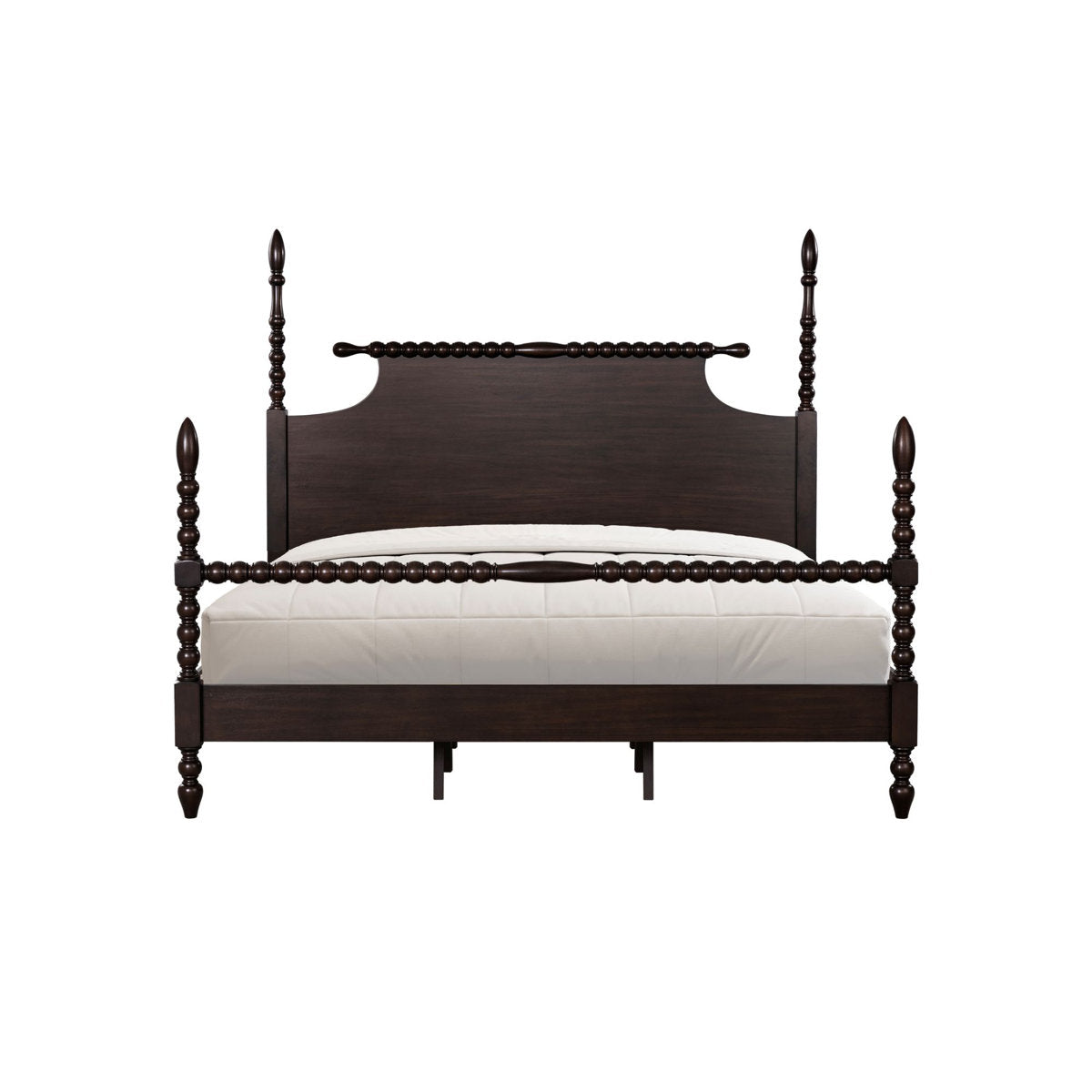 Furnishiaa Solid Wood Low-Profile Bed with Spindle Headboard