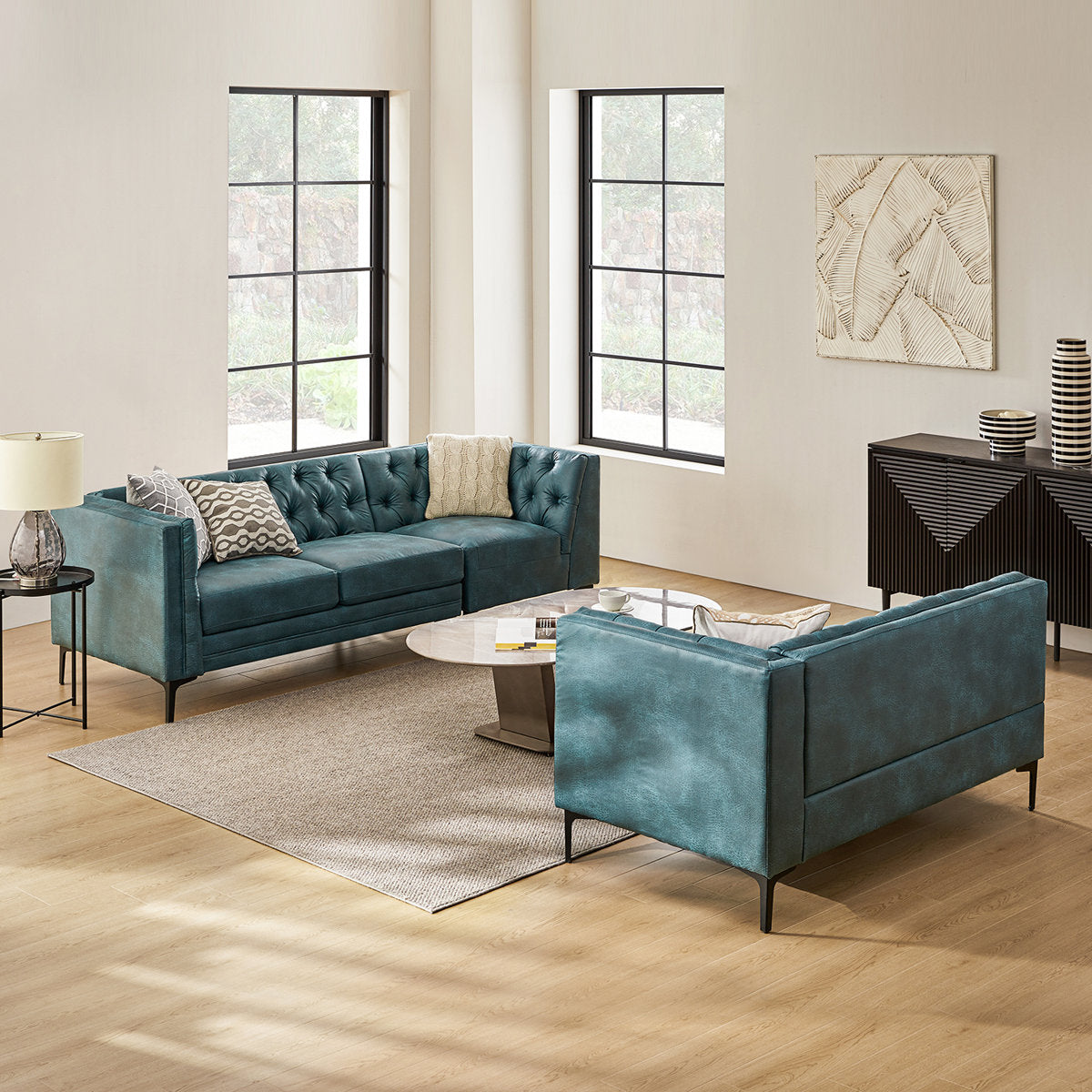 Furnishiaa Corner Sectional Sofa with Easy-Wipe Leather Upholstery