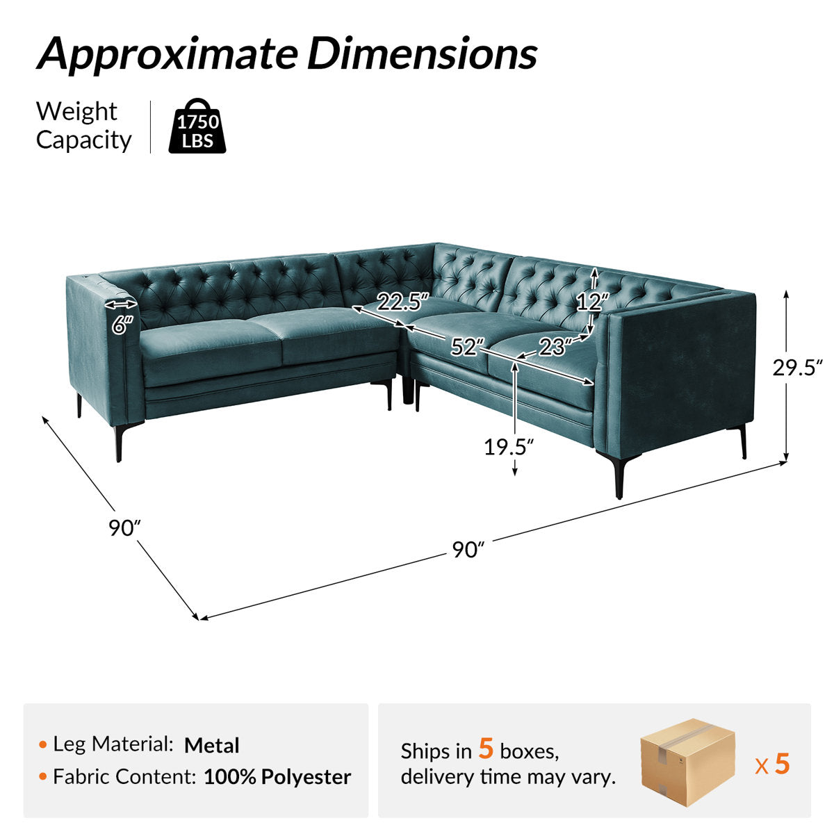 Furnishiaa Corner Sectional Sofa with Easy-Wipe Leather Upholstery