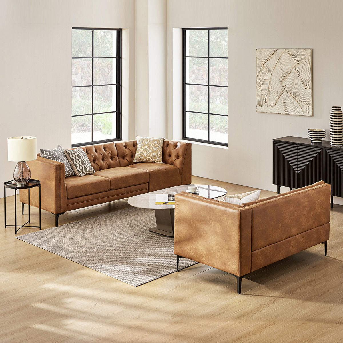 Furnishiaa Corner Sectional Sofa with Easy-Wipe Leather Upholstery