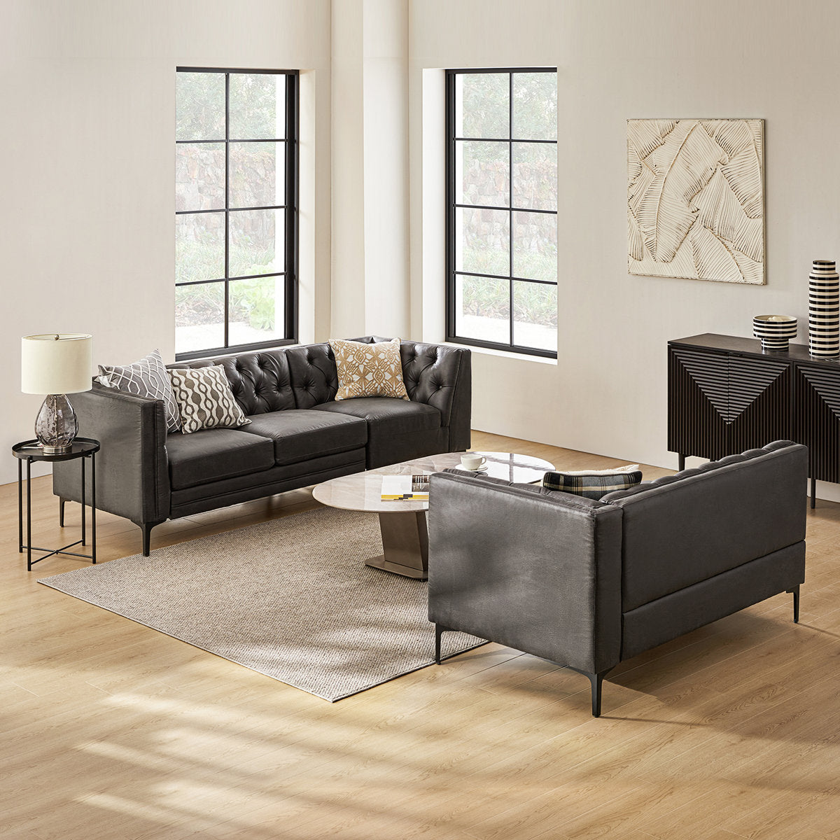 Furnishiaa Corner Sectional Sofa with Easy-Wipe Leather Upholstery