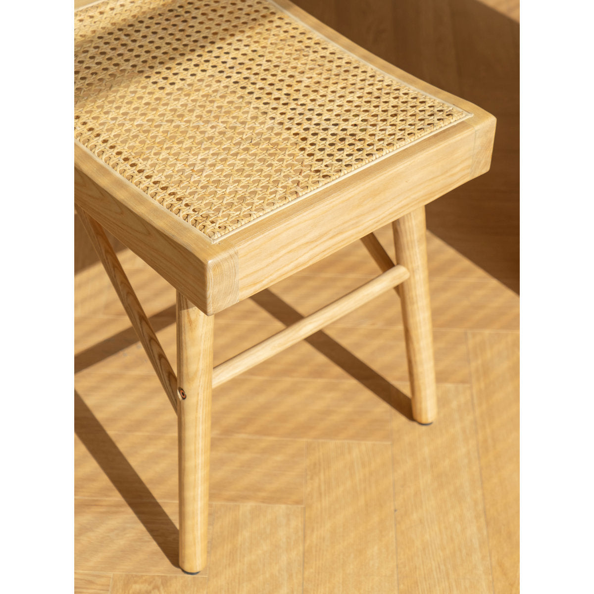 Furnishiaa Solid Wood & Woven Cane Entryway Bench