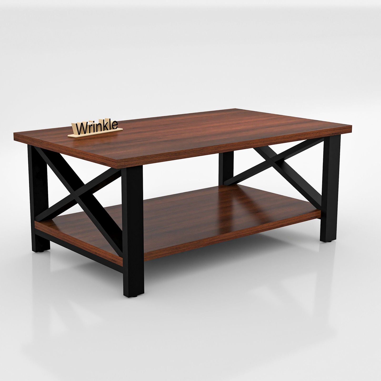 CafelookOut Metal Coffee Table ( With Walnut Finish Top in Sheesham Wood ) - Furnishiaa -  - 