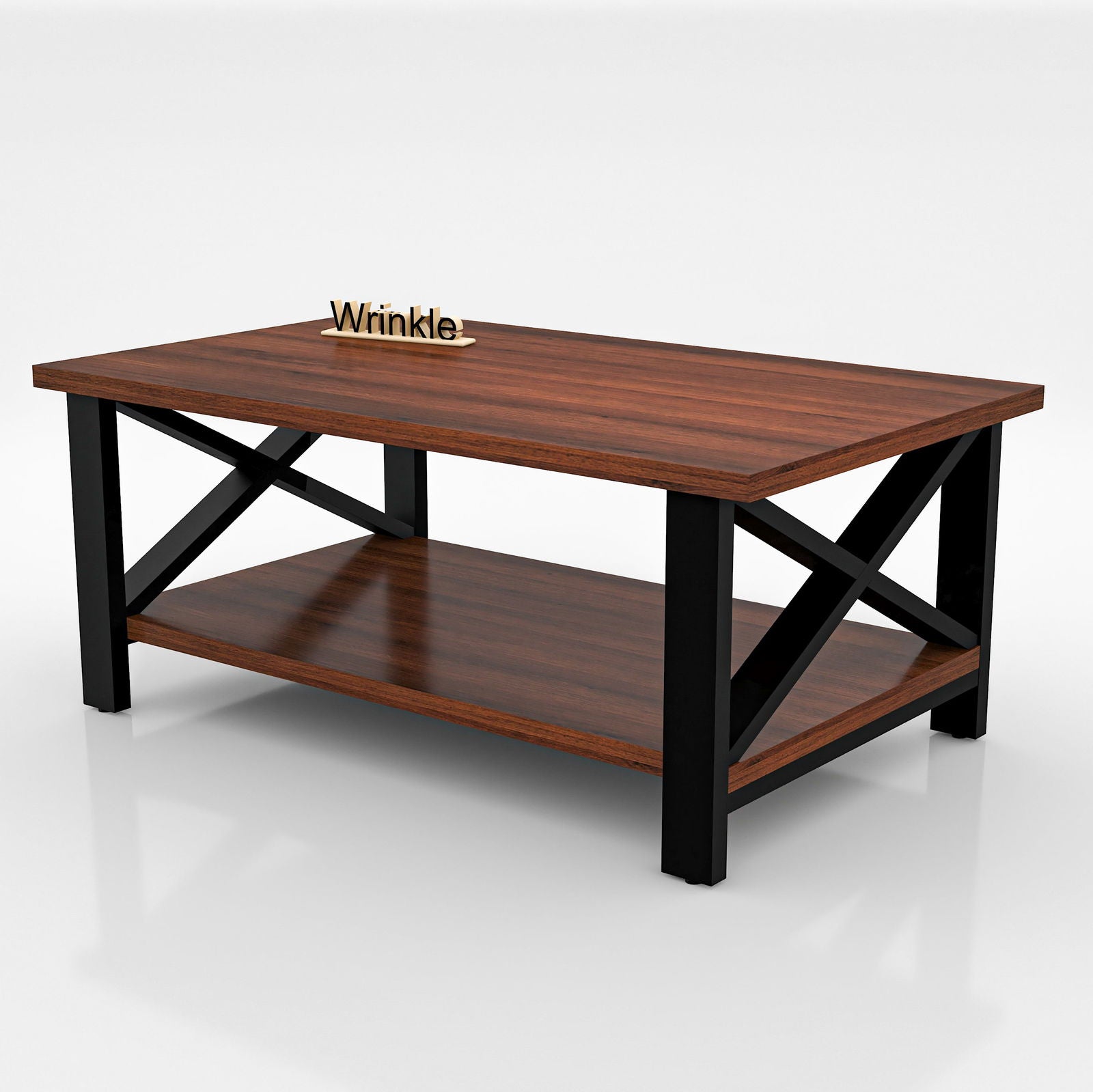 CafelookOut Metal Coffee Table ( With Walnut Finish Top in Sheesham Wood ) - Furnishiaa -  - 