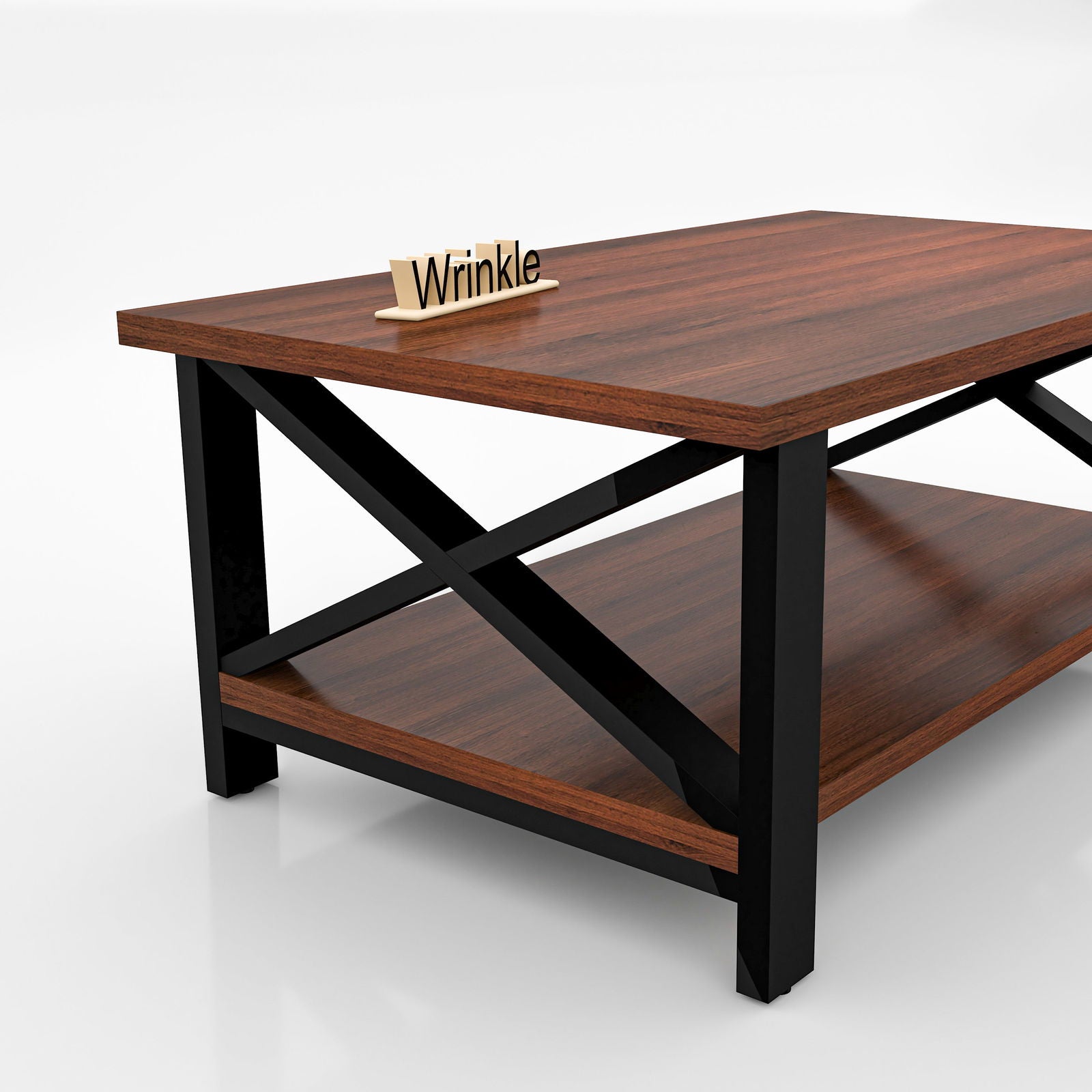 CafelookOut Metal Coffee Table ( With Walnut Finish Top in Sheesham Wood ) - Furnishiaa -  - 