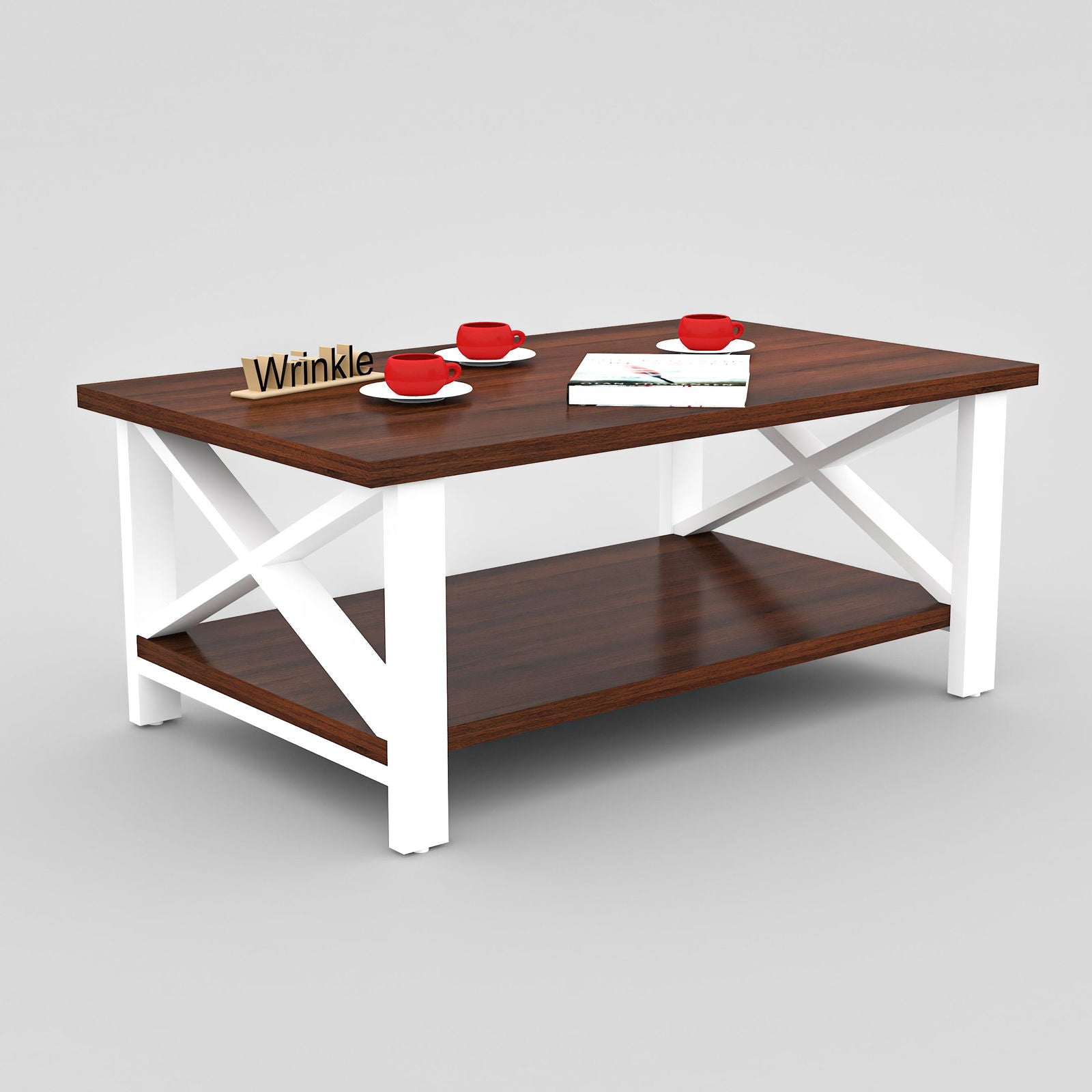 CafelookOut Metal Coffee Table ( With Walnut Finish Top in Sheesham Wood ) - Furnishiaa -  - 