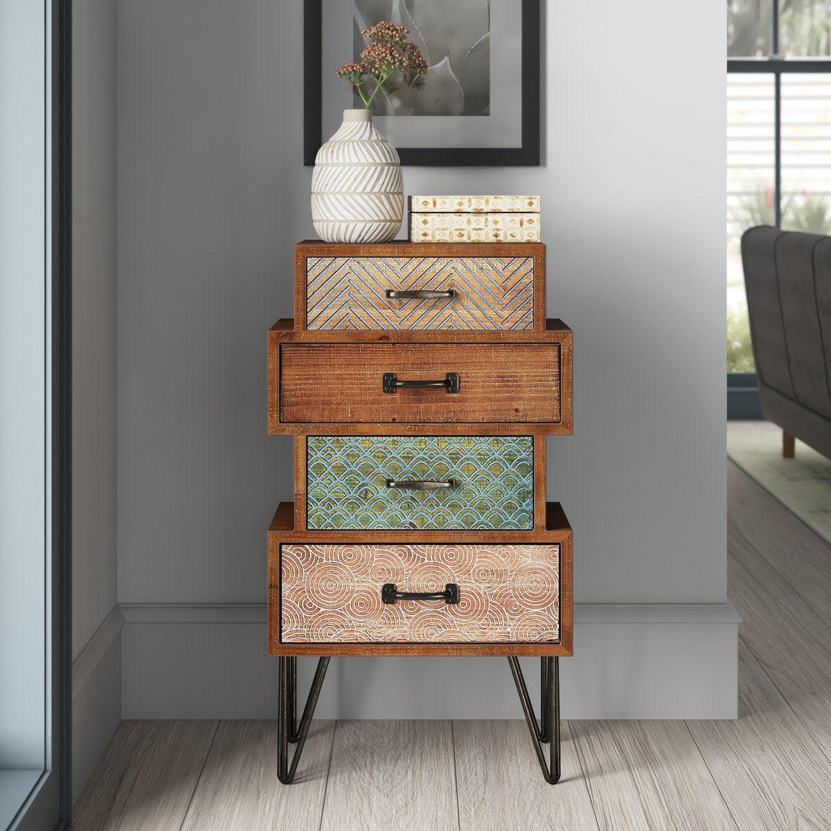 Furnishiaa 4-Drawer Wooden Accent Chest