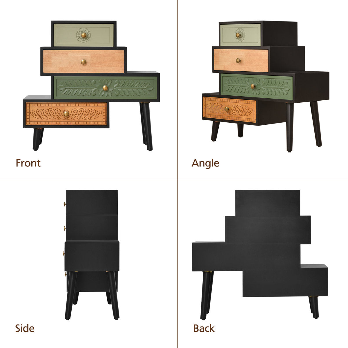 Furnishiaa Handcrafted Farmhouse 4-Drawer Rustic Wood Accent Chest