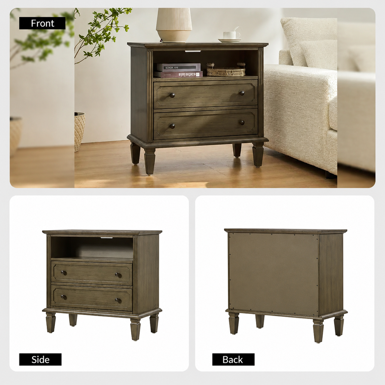 2-Piece Solid Sheesham Wood Nightstand Set – Furnishiaa