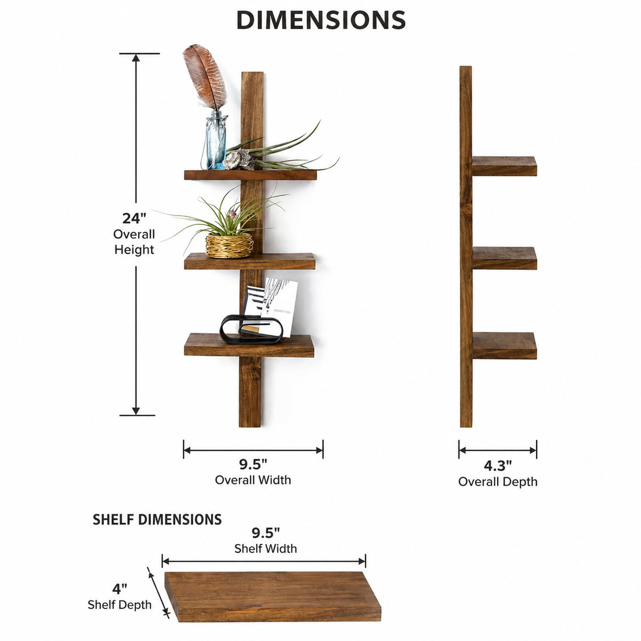 Solid Sheesham Wood Wall Shelf