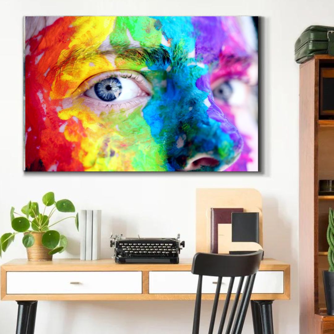 Colors on Face Art Wrapped Canvas Wall Painting for Home - Furnishiaa -  - 