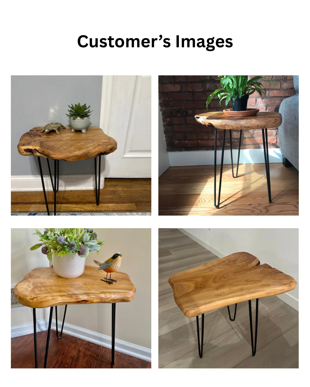 Furnishiaa Solid Sheesham Wood Rustic End Table with Metal Stand – Handcrafted Natural Design