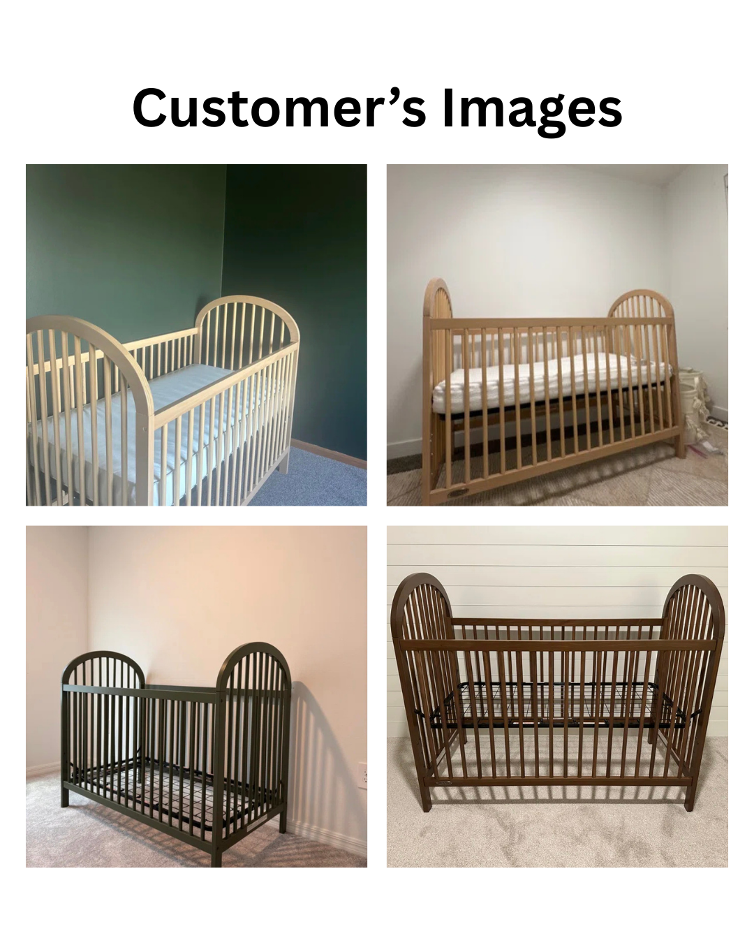 Furnishiaa 3-in-1 Convertible Baby Crib – Adjustable Height, Converts to Toddler Bed & Daybed